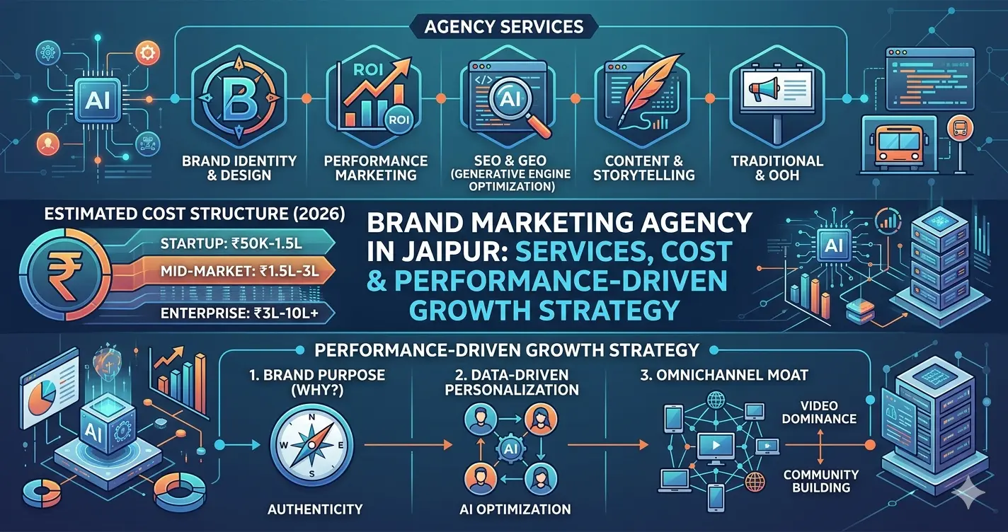 Marketing agency services chart with pricing, AI optimization, and business growth strategy in Jaipur